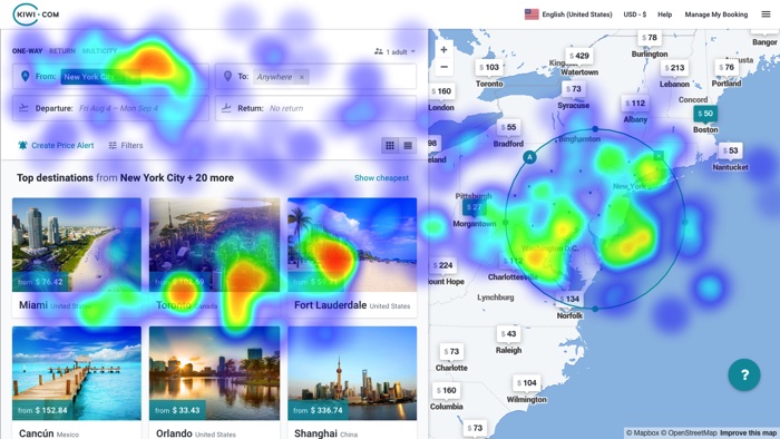 Experiment heatmap of website